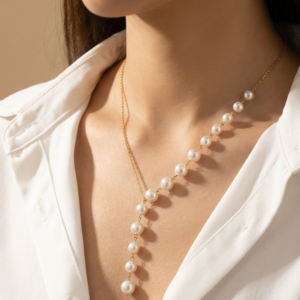 vritha elegant pearl necklace for women | white pearl gold necklace (copy)