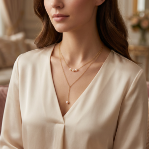 vritha designer gold pearl necklace | premium necklace for women (copy)