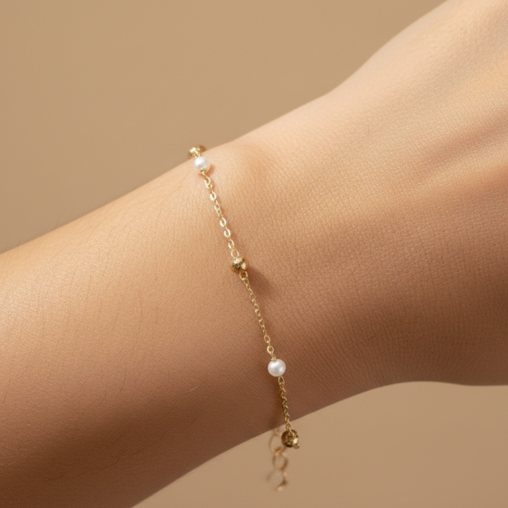 Home vritha brass pearl bracelet | 5 pearl bracelet for women (copy)
