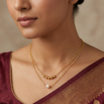 vritha elegant pearl necklace for women | white pearl gold necklace (copy)