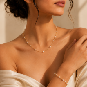 vritha gold plated pearl necklace and bracelet combo set for women (copy)