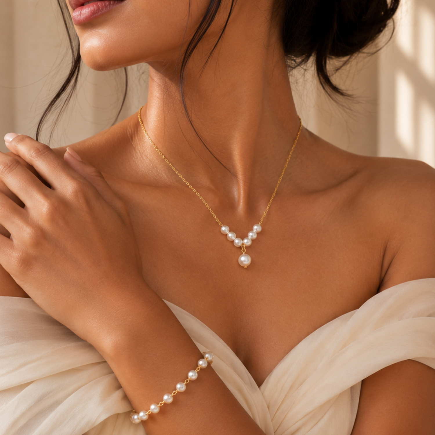 vritha gold plated pearl necklace and bracelet combo set for women (copy) vritha gold plated pearl necklace and bracelet combo set for women (copy)