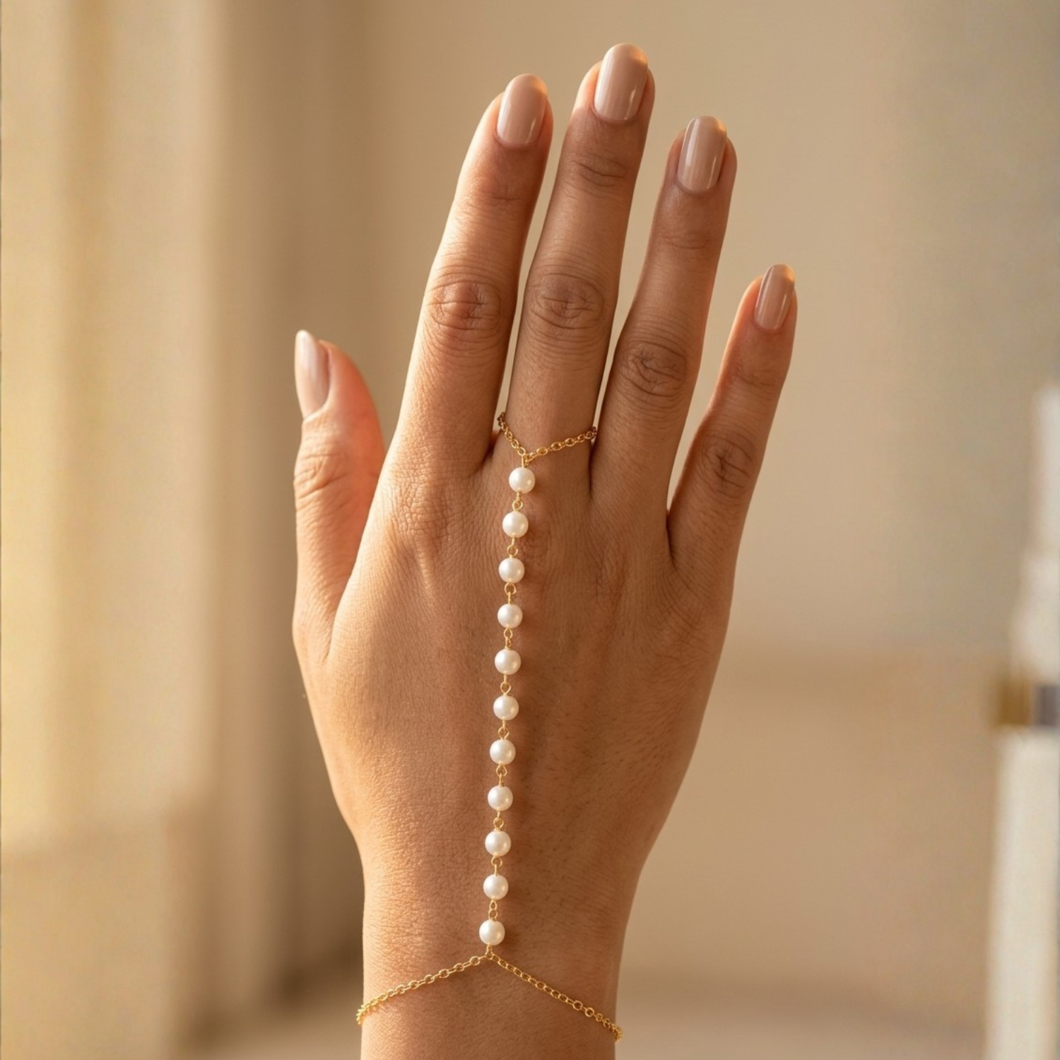 vritha gold plated pearl hand harness bracelet for women vritha gold plated pearl hand harness bracelet for women