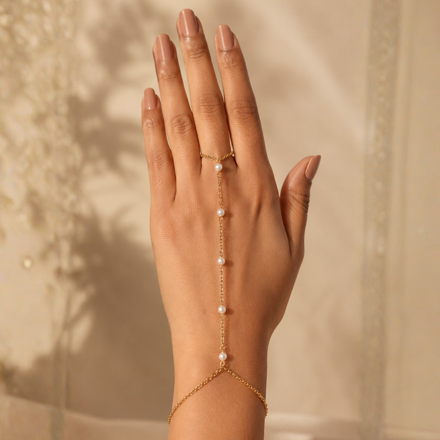 vritha gold plated pearl hand harness bracelet for women vritha gold plated pearl hand harness bracelet for women
